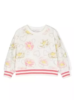 Monnalisa толстовка с цветочным принтом, белый