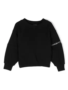 Monnalisa толстовка с кристаллами и логотипом, черный