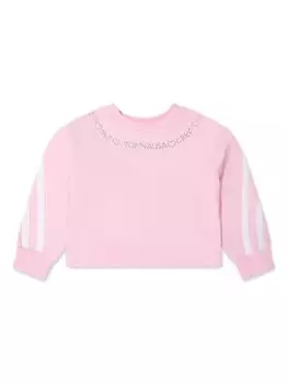 Monnalisa толстовка с кристаллами и логотипом, розовый