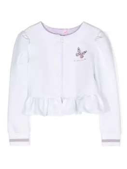 Monnalisa толстовка с кристаллами и принтом, белый