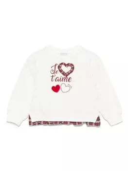 Monnalisa толстовка с нашивкой в виде сердца, белый