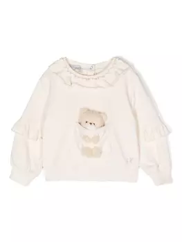 Monnalisa толстовка с оборками и аппликацией, нейтральный цвет