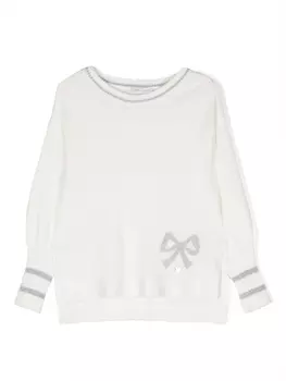 Monnalisa толстовка в рубчик с принтом, белый