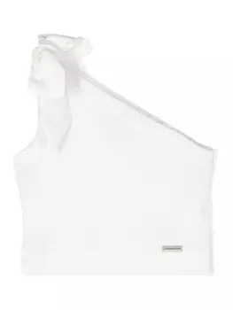 Monnalisa топ на одно плечо с бантом, нейтральный цвет