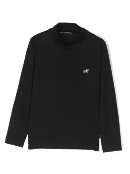 Monnalisa топ с длинными рукавами и кристаллами, черный