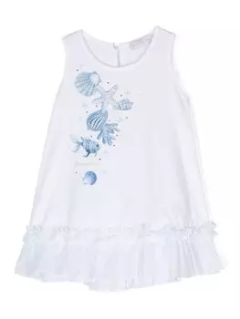 Monnalisa топ с графичным принтом, белый