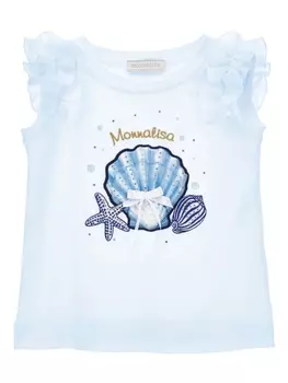 Monnalisa топ с графичным принтом, синий