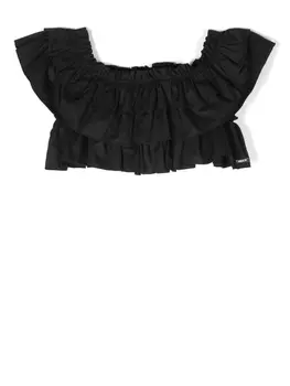 Monnalisa топ с короткими рукавами и оборками, черный