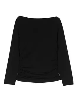 Monnalisa топ с воротником-хомутом и сборками, черный