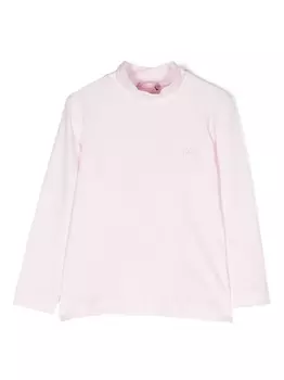 Monnalisa топ с высоким воротником и логотипом, розовый