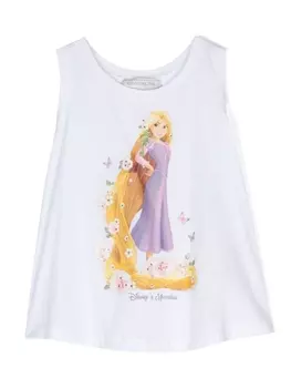 Monnalisa топ со стразами и графичным принтом, белый