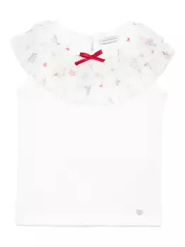 Monnalisa топ со вставками из тюля, белый