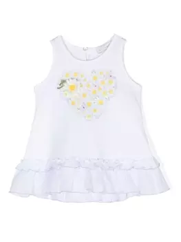 Monnalisa топ St. Margherit с оборками и графичным принтом, белый