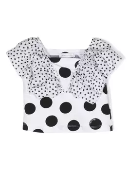 Monnalisa топ в горох, белый