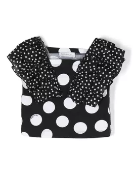 Monnalisa топ в горох, черный