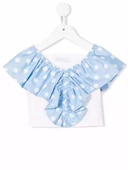 Monnalisa топ в горох с оборками, белый