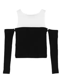 Monnalisa топ в рубчик с открытыми плечами, черный