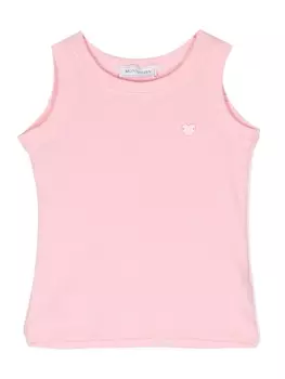 Monnalisa топ в рубчик с подвеской-логотипом, розовый