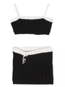 Monnalisa трикотажный комплект из топа и юбки, черный