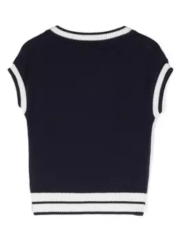 Monnalisa трикотажный жилет с вышитым логотипом, синий