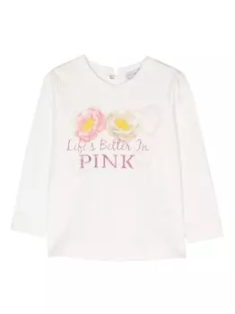 Monnalisa туника с цветочным принтом, белый