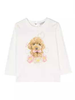 Monnalisa туника с длинными рукавами и принтом, белый