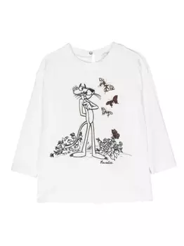 Monnalisa туника с вышивкой Pink Panther, белый