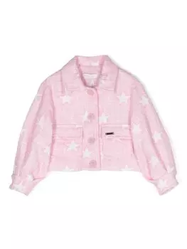 Monnalisa твидовый жакет с принтом, розовый