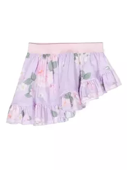 Monnalisa юбка асимметричного кроя с цветочным принтом, фиолетовый