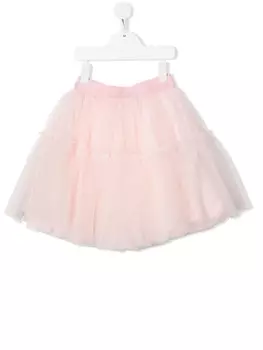 Monnalisa юбка из тюля с логотипом на поясе, розовый