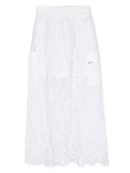 Monnalisa юбка карго с цветочным кружевом, белый