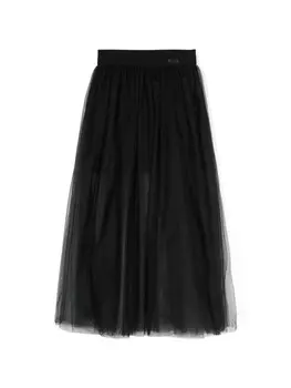 Monnalisa юбка миди из тюля с логотипом, черный