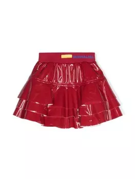 Monnalisa юбка мини с завышенной талией и оборками, красный