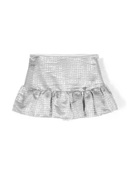 Monnalisa юбка мини в ломаную клетку с оборками, серый