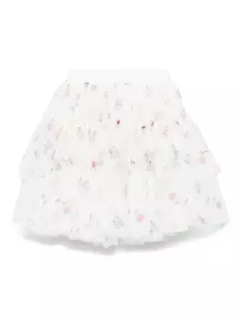 Monnalisa юбка с цветочным принтом, белый