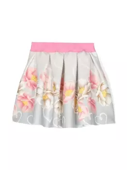Monnalisa юбка с цветочным принтом, серый