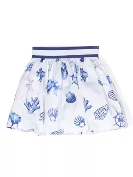 Monnalisa юбка с графичным принтом и складками, белый