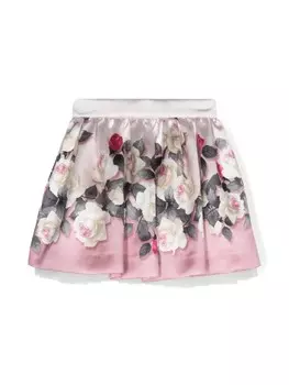 Monnalisa юбка со складками и цветочным принтом, розовый
