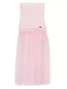 Monnalisa юбка в рубчик со вставкой из тюля, розовый