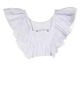 Monnalisa укороченная блузка с оборками, белый