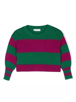 Monnalisa укороченный джемпер в полоску, зеленый
