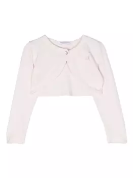 Monnalisa укороченный кардиган с кристаллами, розовый