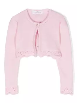 Monnalisa укороченный кардиган с кружевом, розовый