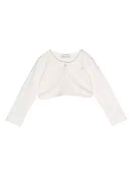 Monnalisa укороченный кардиган с логотипом, нейтральный цвет