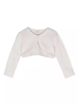 Monnalisa укороченный кардиган вязки интарсия, нейтральный цвет