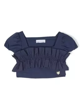 Monnalisa укороченный топ с драпировкой, синий