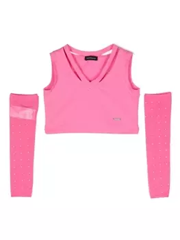 Monnalisa укороченный топ с кристаллами, розовый