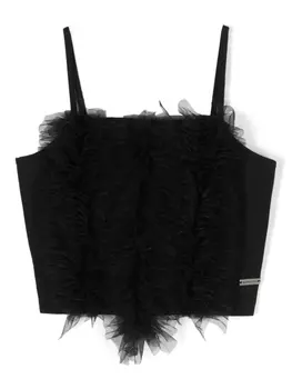 Monnalisa укороченный топ с оборками, черный