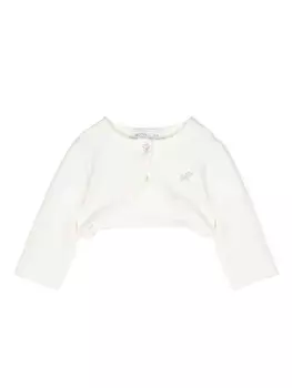 Monnalisa укороченный жакет с декорированным логотипом, нейтральный цвет