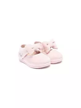 Monnalisa велюровые балетки с бантом, розовый